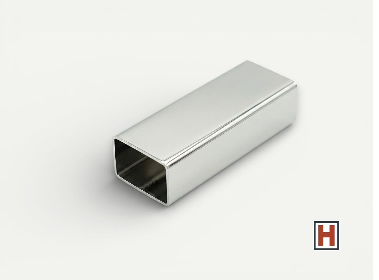 Tubo rectangular inoxidable — foto real